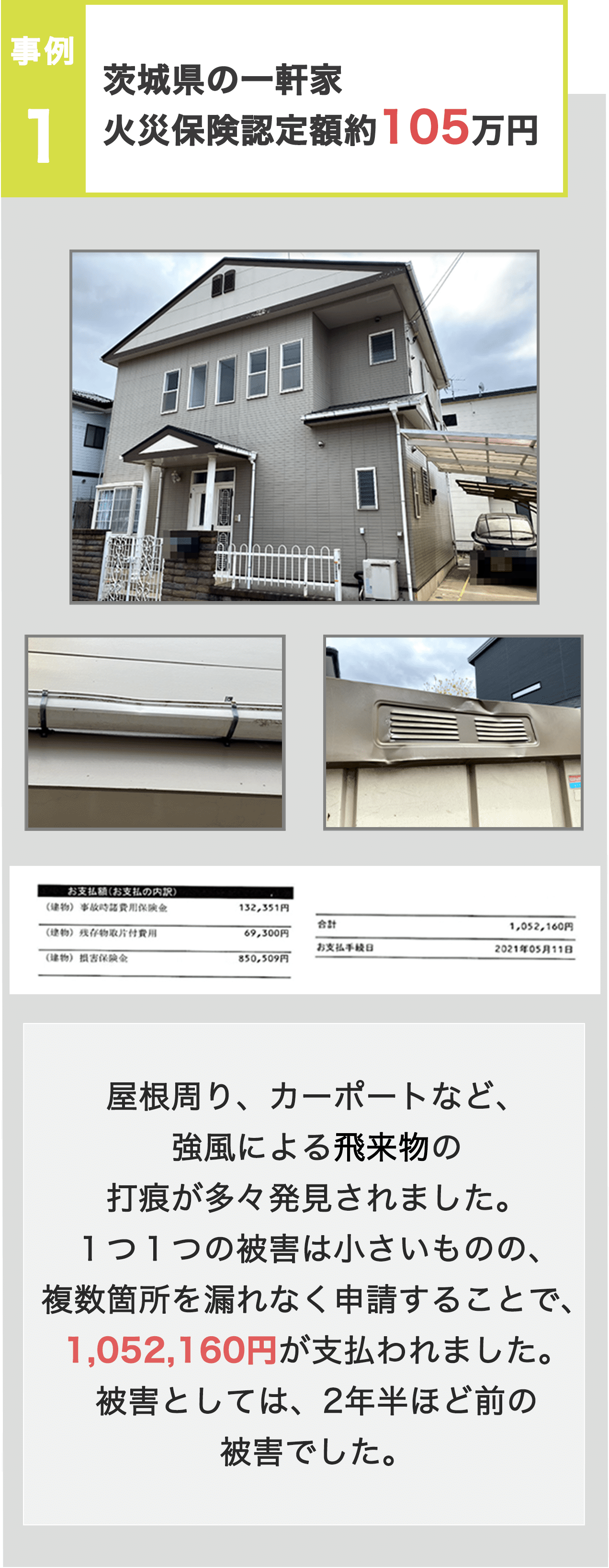 茨城県の一軒家火災保険認定額約105万円