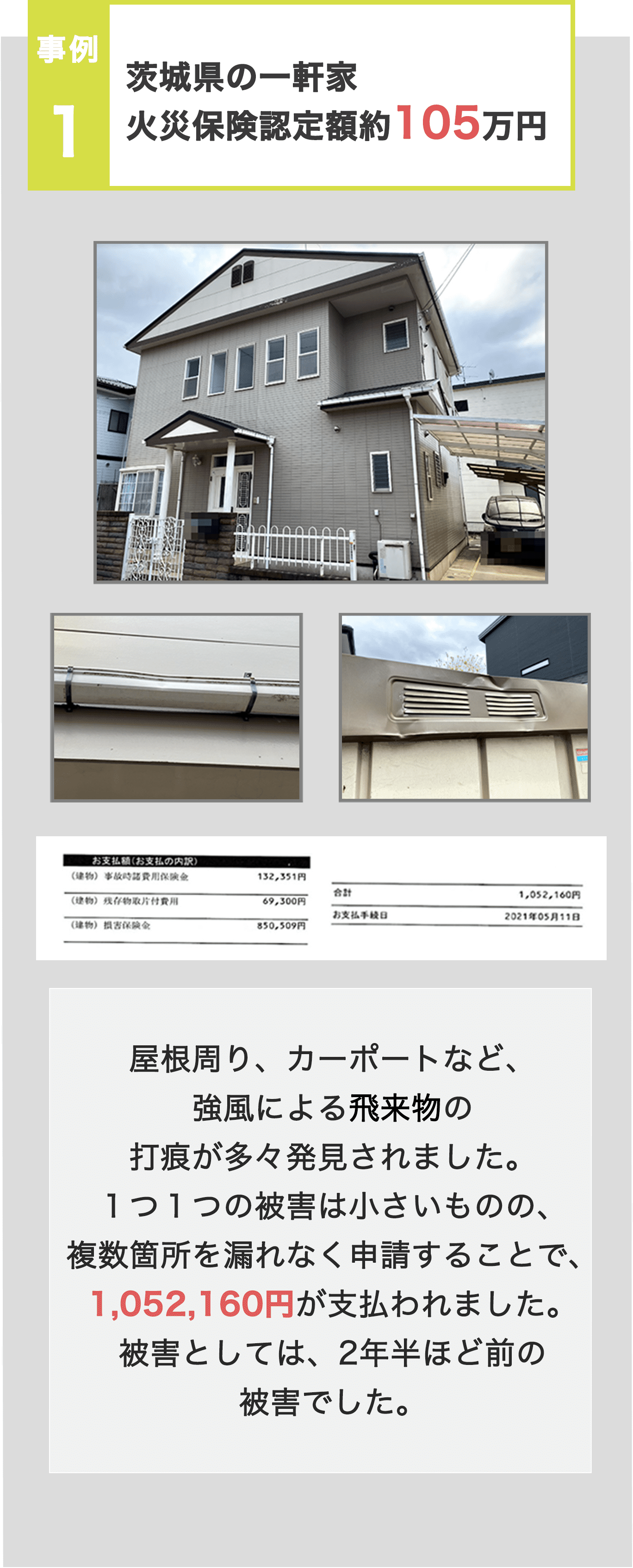 茨城県の一軒家火災保険認定額約105万円