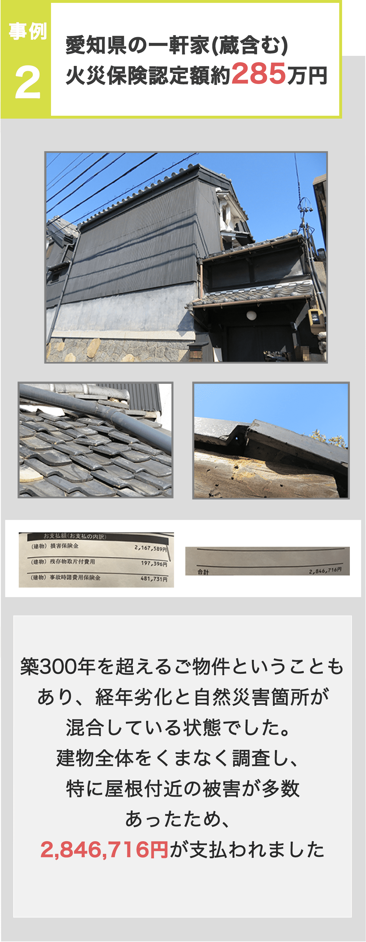 愛知県の一軒家(蔵含む)火災保険認定額約285万円