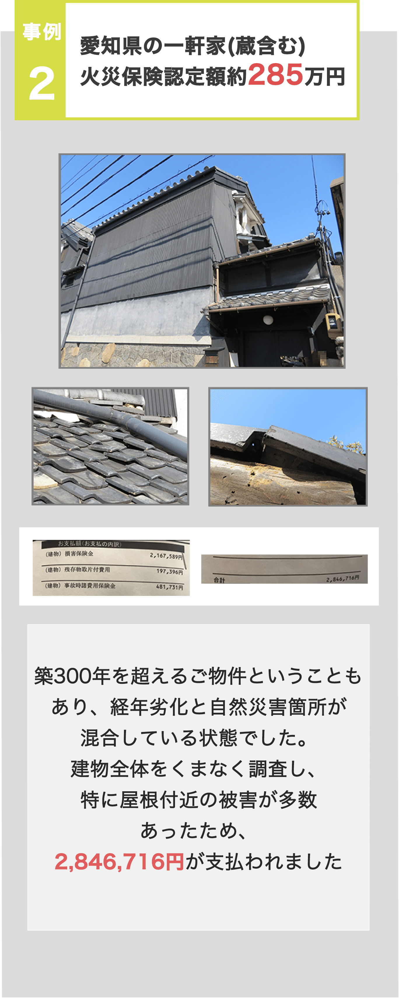 愛知県の一軒家(蔵含む)火災保険認定額約285万円