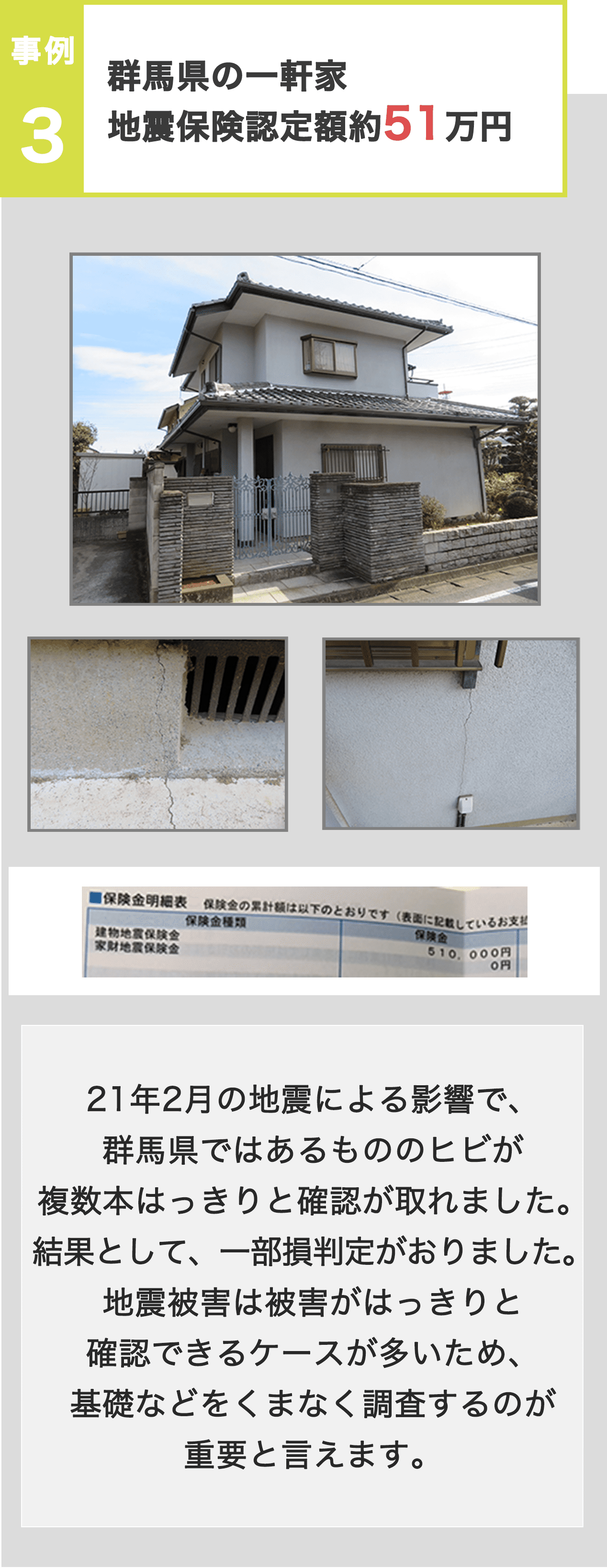 群馬県の一軒家地震保険認定額約51万円