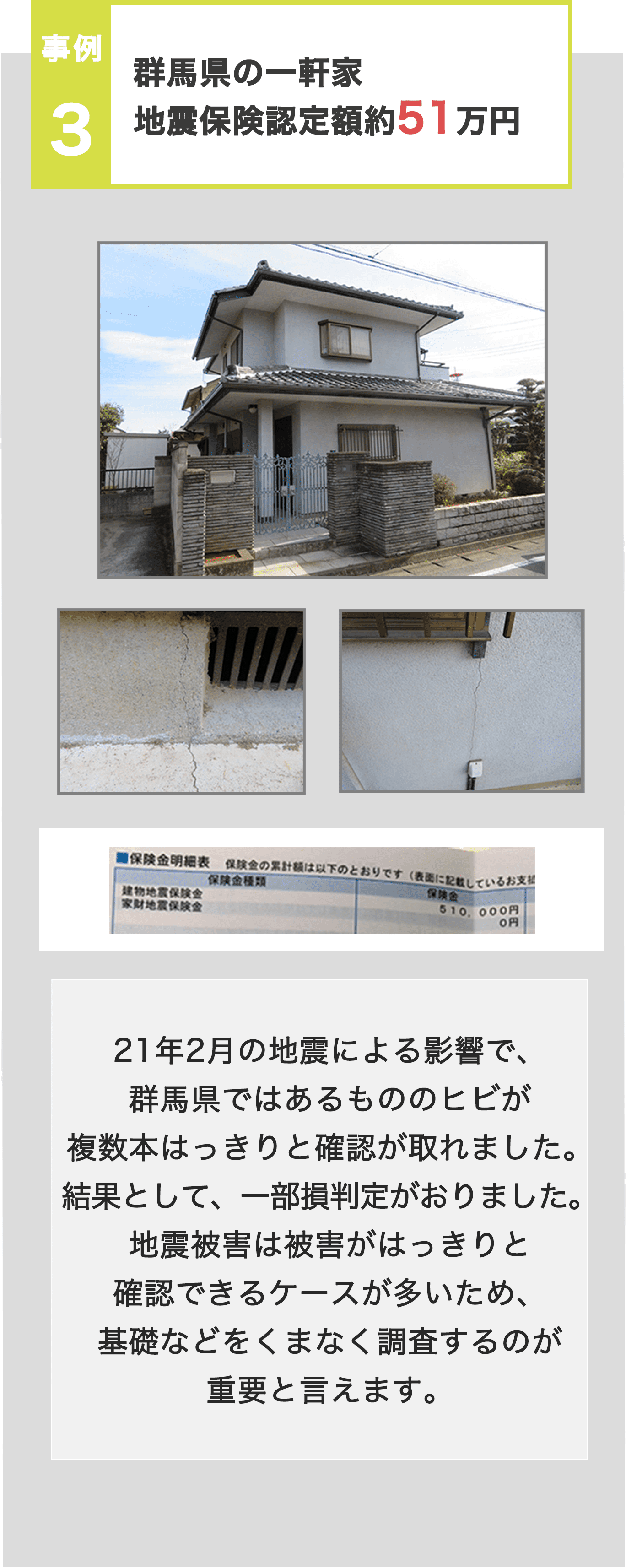 群馬県の一軒家地震保険認定額約51万円